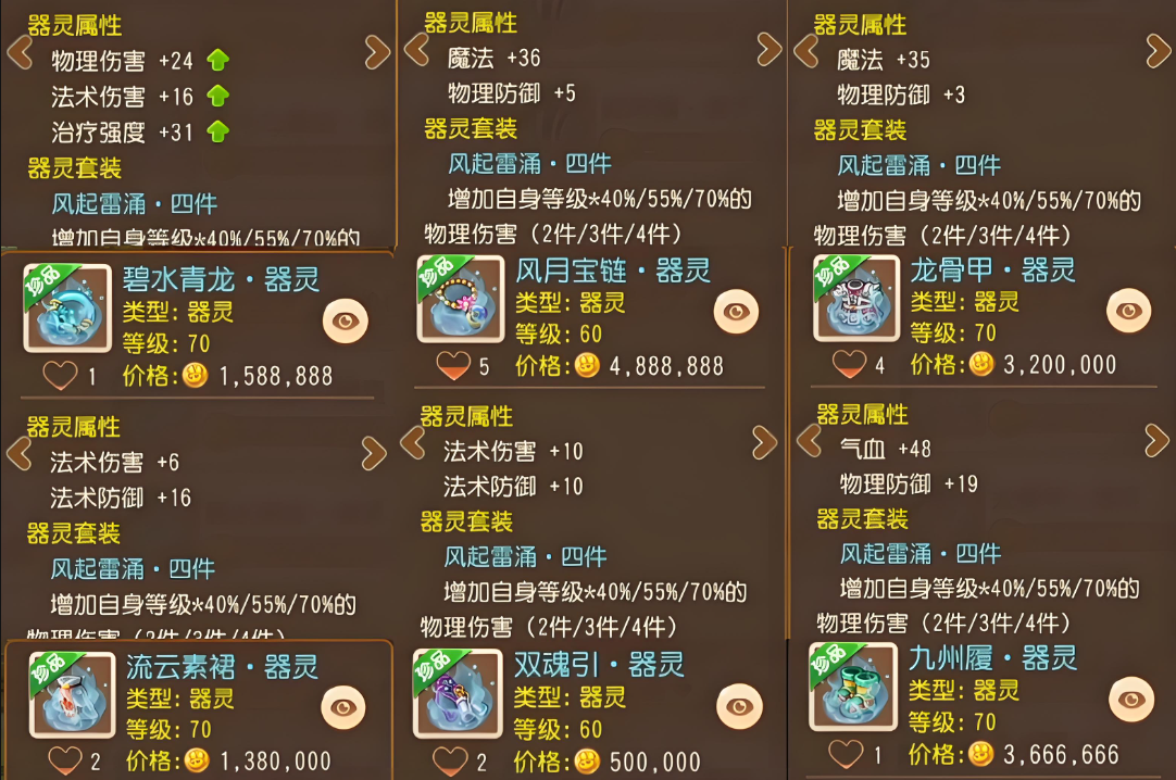梦幻西游手游月宫器灵用什么四件套