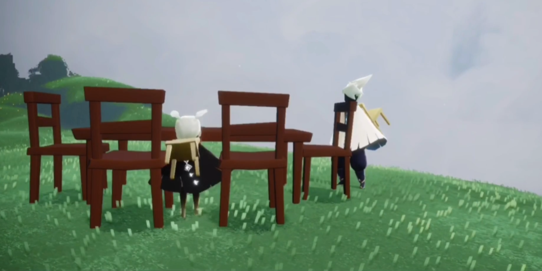 光遇怎么把一只脚踏在凳子背