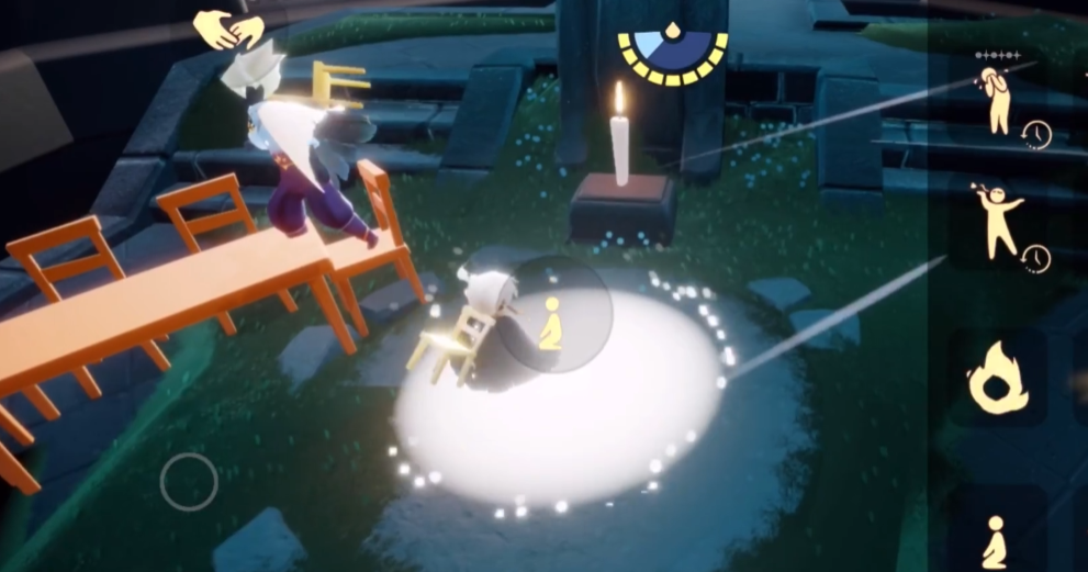 光遇怎么把一只脚踏在凳子背