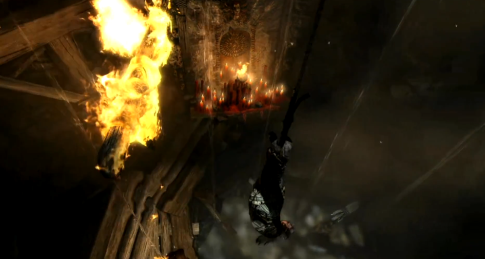 古墓丽影刚开始怎么逃出山洞